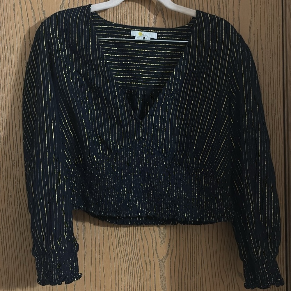 BODEN Lurex Smocked Crop Top size 12 - Picture 3 of 6